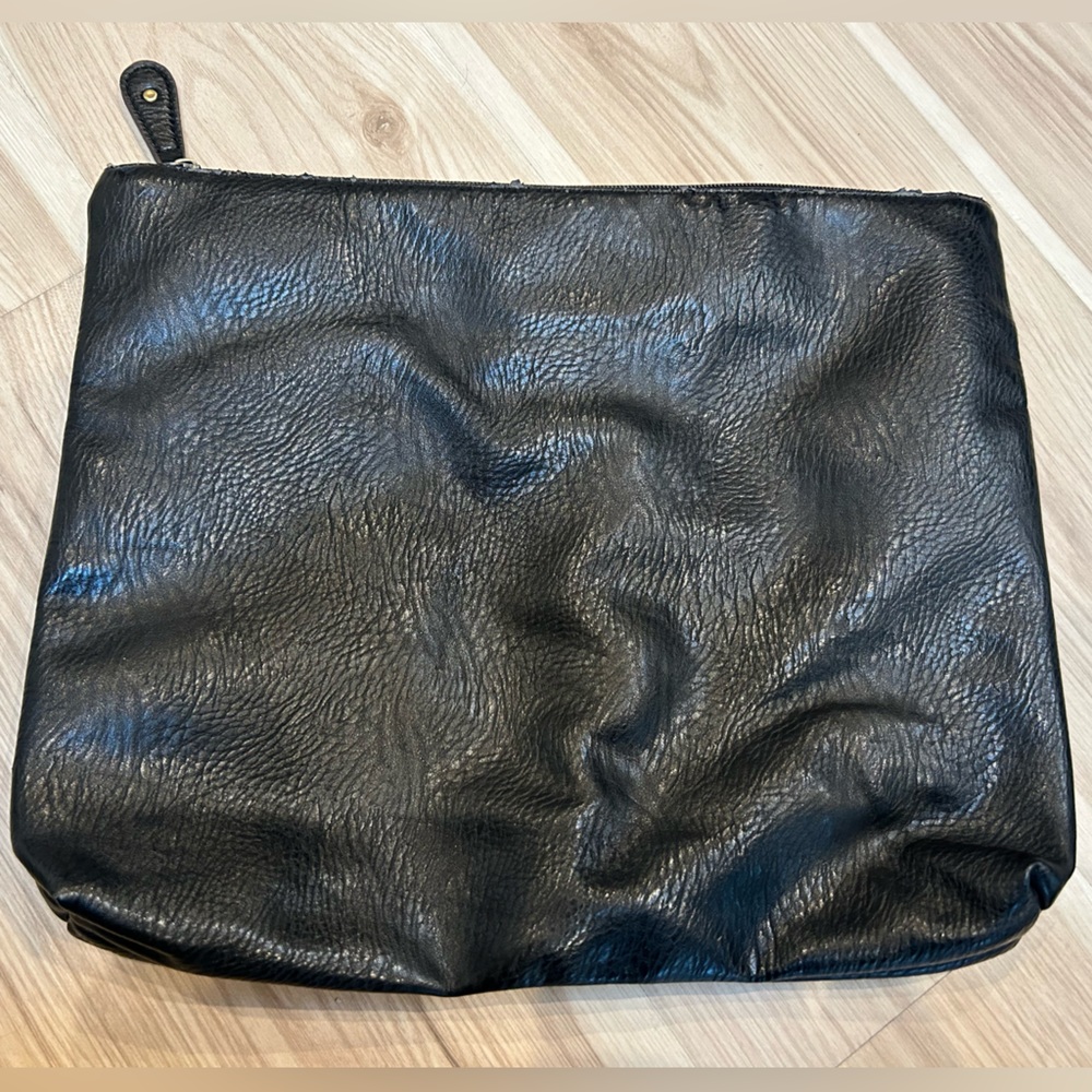 Free People Black Faux Leather Large Clutch Bag